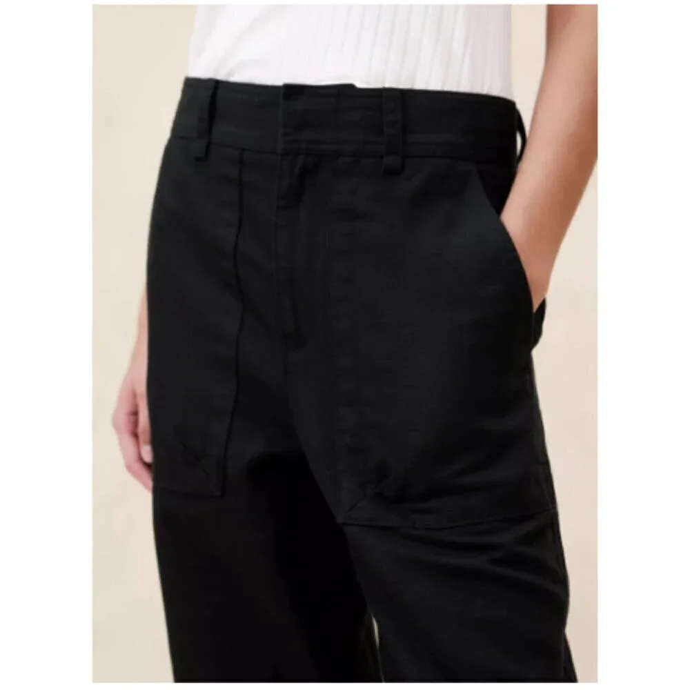 Banana Republic Mya Organic Cotton Linen Cargo Pants Black Size 8 NWT RT$130